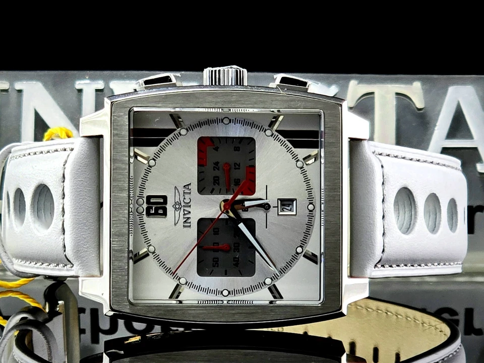 Invicta Men S1 Rally Multicolor Dial Chronograph Quartz 45mm White Leather Watch - Image 4 of 4