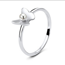 Pearl Butterfly Ring .925 Sterling Silver