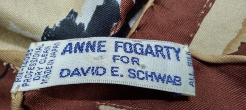 ANNE FOGARTY Abstract ALL SILK Scarf Vintage JAPAN Signature David E. Schwab - Picture 3 of 22