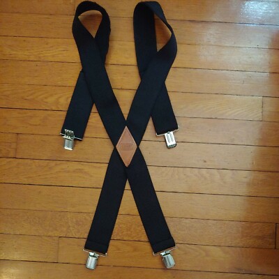 C.E. Schmidt Workwear Men's Black Solid Elastic Stretch 2'' Suspenders 