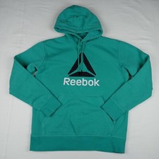 REEBOK Hoodie Sweatshirt Sweater Turquoise Adult Size Small Pullover Big Logo