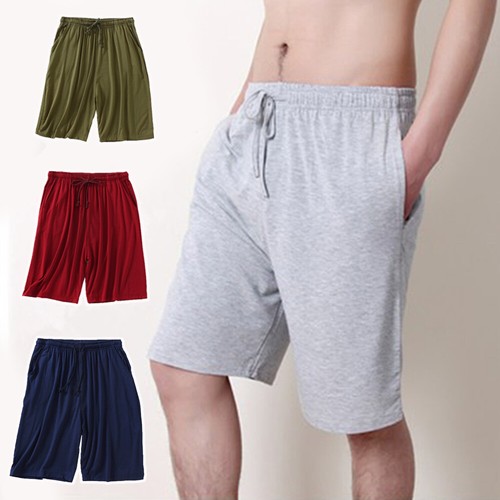 Pantaloncini da notte uomo morbidi larghi lounge pantaloncino pigiama con tasche taglie forti - Foto 4 di 28