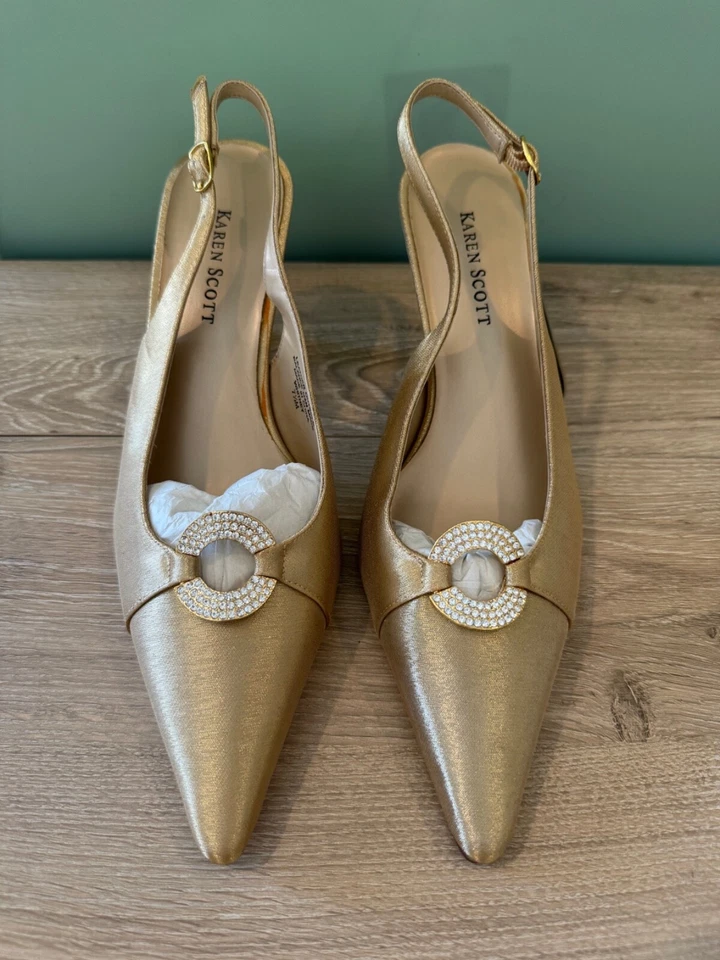 Karen Scott Gold Slingback Heels Size 7.5 - Image 4 of 4