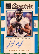 2017 Donruss BLUE /25 KENNNETH DIXON Signature Marks Rookie Auto RAVENS
