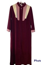 Vintage Vanity Fair Velour Velvet Robe Night Gown 12/L Zip Front Striped Pink