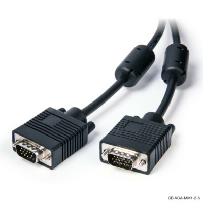 VGA SVGA 15Pin Shielded Monitor PC Cable Male to Male LCD Laptop 5M