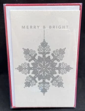 American Greetings Merry & Bright Snowflake New Box Of 12 Cards And Envelopes