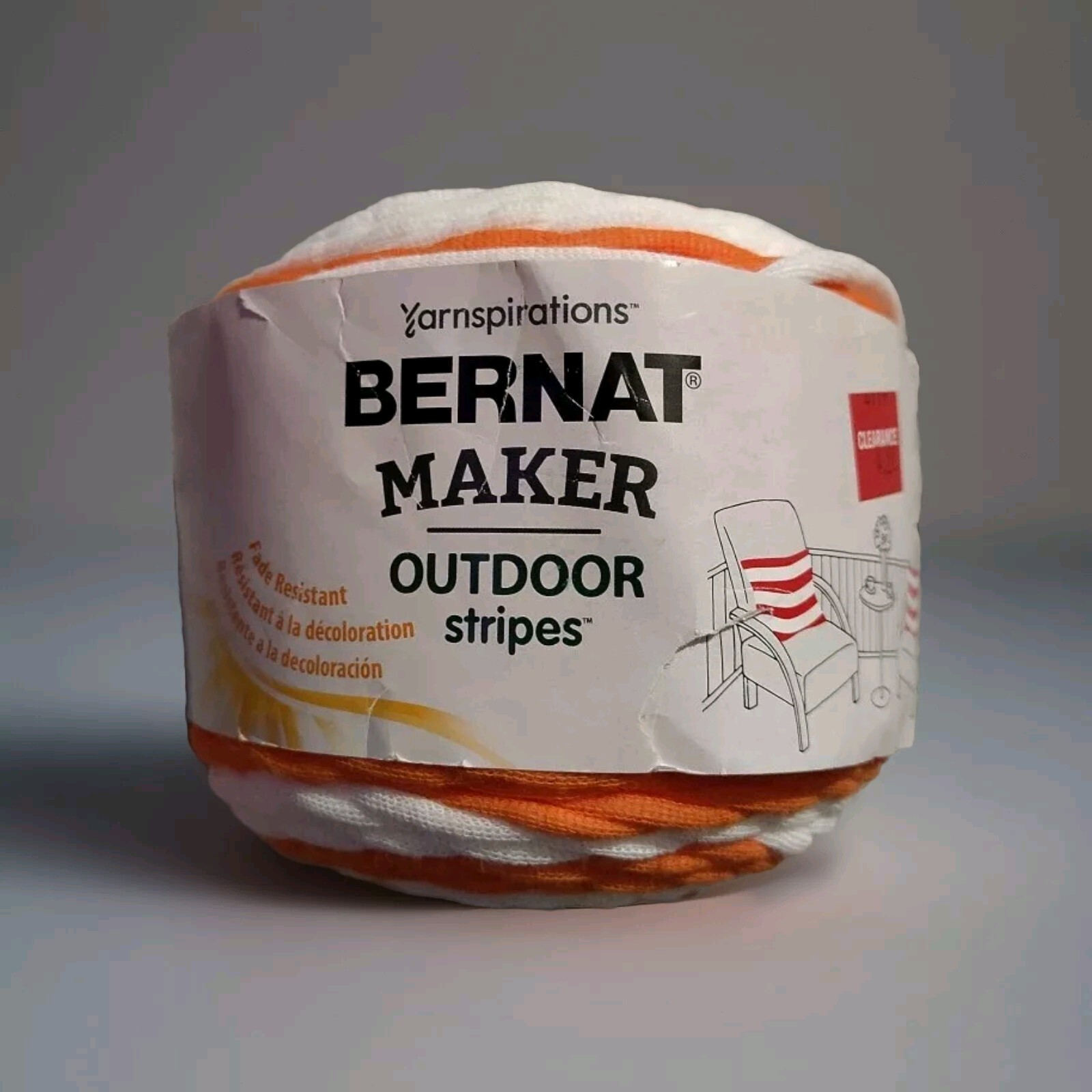 YARNSPIRATIONS Bernat Maker Outdoor Stripes FRESH ORANGE STRIPE 8.8 OZ 249 YARDS