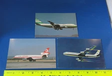 (3) Old Aviation Postcards - Various Airlines Planes