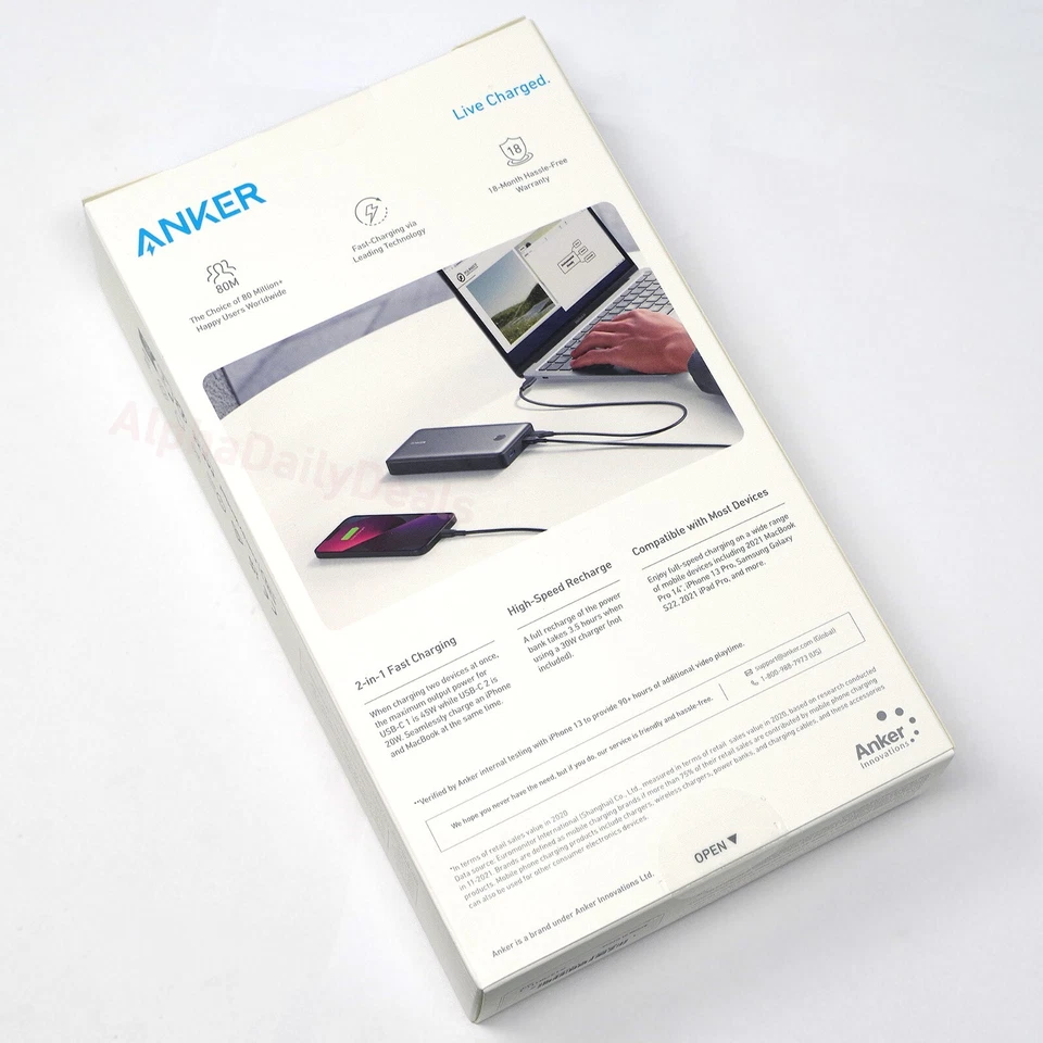 Cargador Portátil Anker 24000mAh 65W Banco de Alimentación para Laptop MacBook Dell iPhone Foto 2 de 4