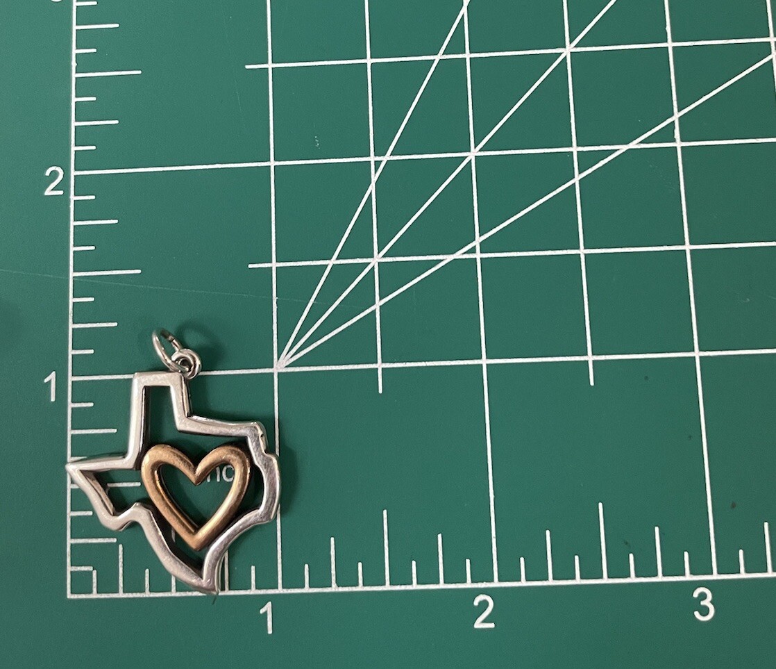 James Avery Retired Silver I Love Texas With Bronze Heart Pendant