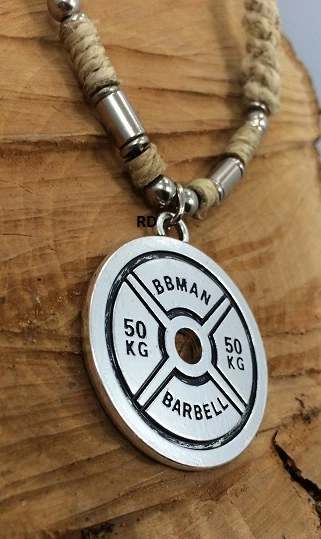 Weight lifting shop plate necklace