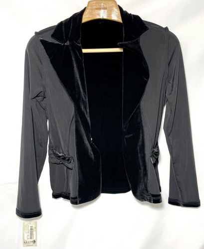 Women’s Velvet Blazer Black Luly K New York City Medium One Button, USA (NOS) - Picture 8 of 12