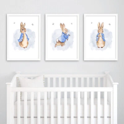 Peter Rabbit Nursery Prints Childrens Bedroom Wall Art Pictures Decor Posters