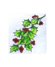 Christmas Holly Berry Branch Wood Mounted Rubber Stamp NORTHWOODS CC11207 New