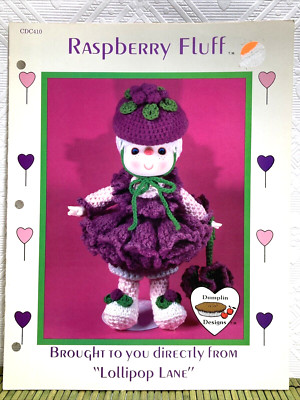 VTG Dumplin Designs Raspberry Fluff Doll Crochet Pattern for 4-1/2'' Doll Head