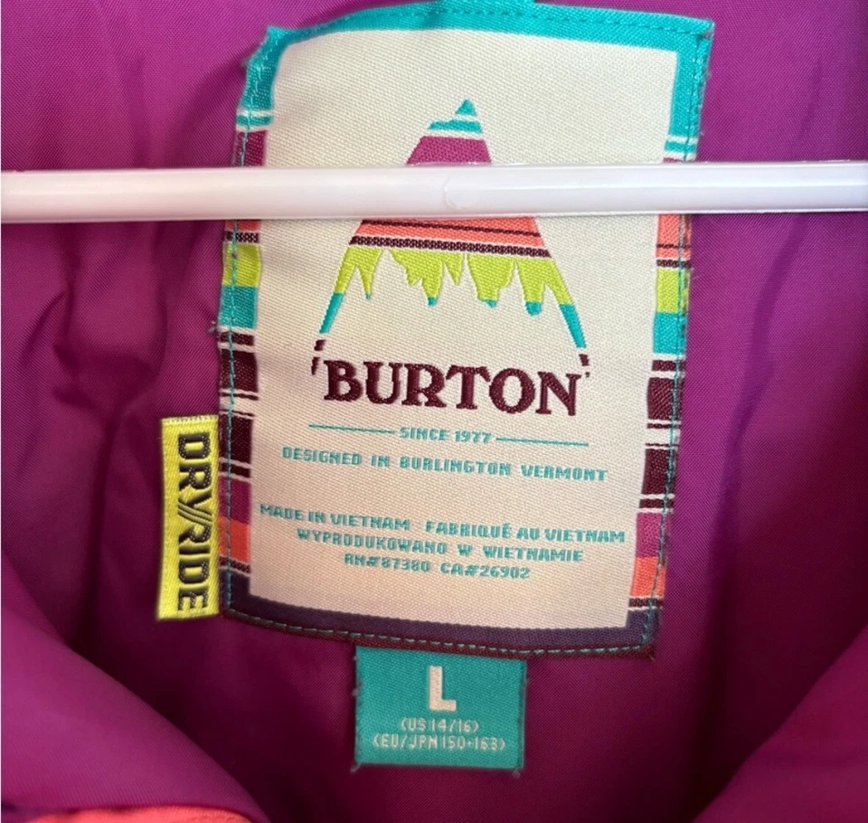 Girls Burton Dry Ride Jacket L Snow Ski Room To Grow Waterproof - Image 3 of 4