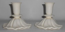 Franciscan Pottery Coronado Art Ware Satin Ivory Pair Candlesticks