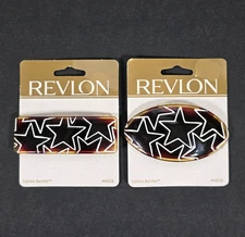 90s REVLON FASHION BARRETTE LOT TORTOISE STARS OVAL RECTANGLE 44528 VINTAGE 1997