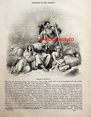 Pilger in der Wüste, Kreuzzugzeit, Palästina, Buchillustration (Druck), 1837