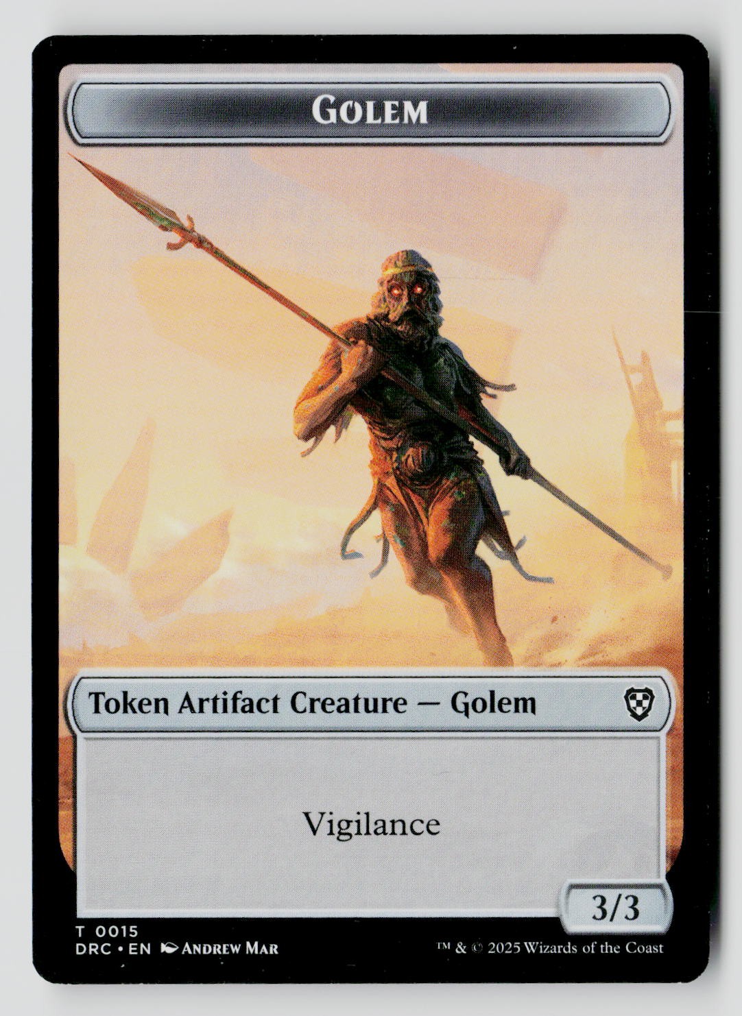 Golem (0015) // Thopter (0009) Double-Sided Token 15 // 9 T MTG DRC NM