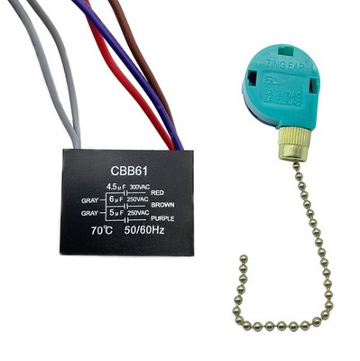 New Ceiling Fan Capacitor CBB61 4.5uf + 6uf + 5uf 5 Wire 250V &Ceiling Fan Pu...