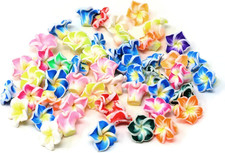 50PCS 12Mm Assorted Colors Frangipani Flower Charms Polymer Clay Mini Plumeria B