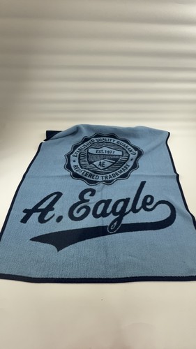 American Eagle Blanket Throw Fleece Blue Reversible Logo Sherpa 47x47 Soft Cozy - Picture 2 of 9