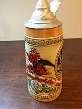 Budweiser Anheuser Busch Lidded Beer Stein Mug, B Series 1985