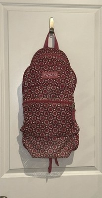 JanSport Eco Mesh Backpack See Thru Circles  Pockets Raspberry Cream School