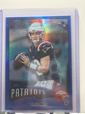 2025 Topps Chrome - 1975 Topps Drake Maye #1975-23 Blue Refractor /150