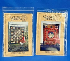 Country Threads Quilt Block Pattens -Patriot Puzzle #468 & Winter Fun #212 - NEW