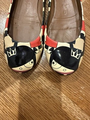 Marc by Marc Jacobs Red Black Cream Graphic Ballet Flats Size 10 EU 40 Box