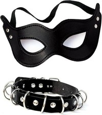 Black Cat Costume for Women Black Cat Eye Mask Costume Faux Leather Catwoman Mas