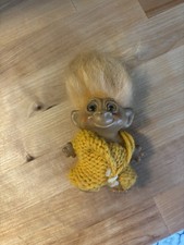 Vintage Troll With Peachy Orange Hair And Amber Eyes With Original Outfit