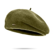 Classic French - Style Wool Beret with Metal Decoration - Solid Color Painter...