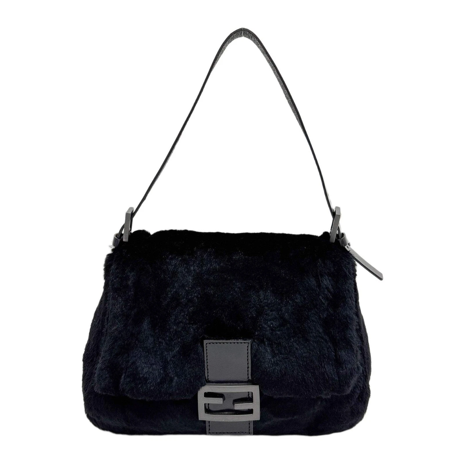 Fendi — FENDI Mamma Baguette Black Fur Shoulder Bag