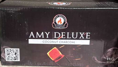 Amy Deluxe 27mm Coconut Hookah Charcoal 1kg Box - Natural Long Burn Low Ash