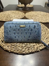 Brahmin Patent Leather Printed Continental Wallet Light Blue *READ*