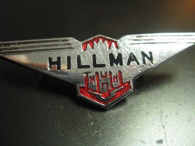 Hillman Motor Car Promotional Lapel Pinback Badge Enamel Chromium Plate 1960s 
