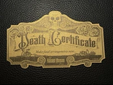 Disney Cruise Destiny Treasure Haunted Mansion Parlor Death Certificate Card