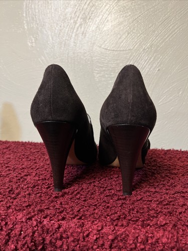 Via Spiga Sorina Brown Leather Suede Pumps Women's 10 M Buckle Shoes Cone Heels - Picture 4 of 18