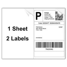 Half Sheet Shipping Labels, 8.5" x 5.5" Address Labels, Half Sheet Self Adhes...