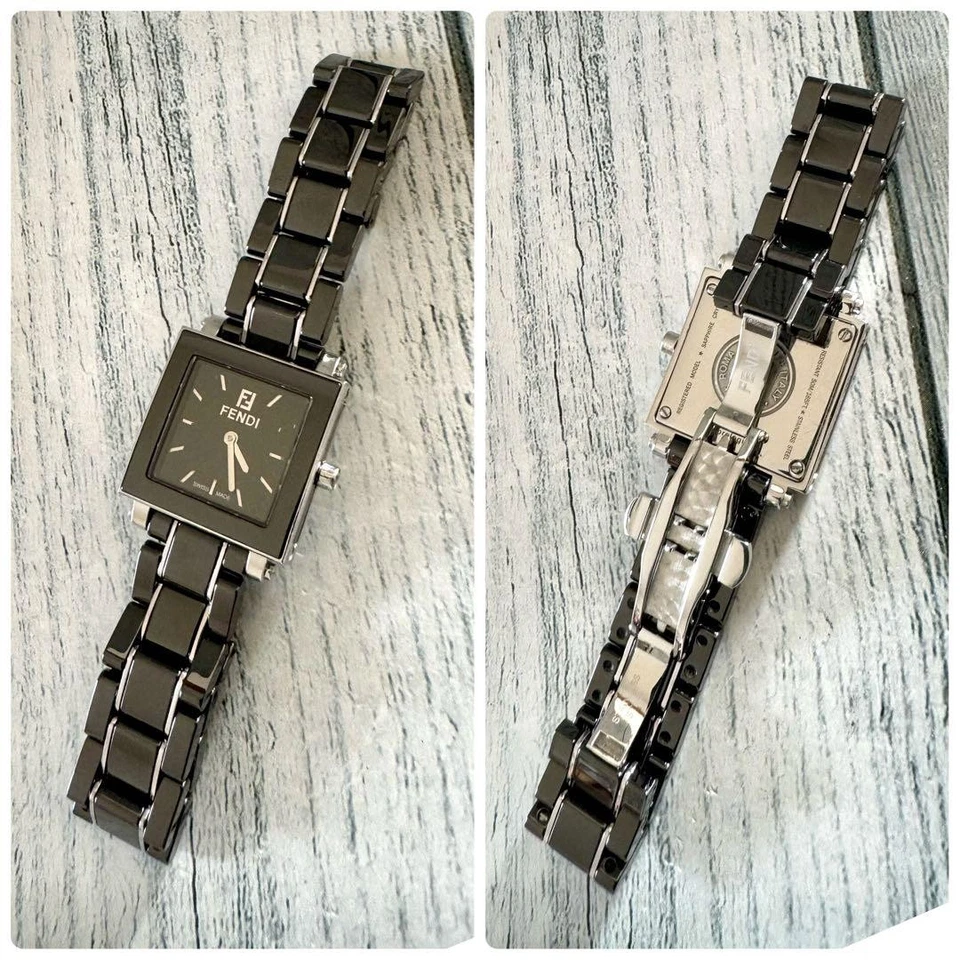 Fendi 6200L Square Black Ceramic Watch Tested Genuine Stylish Accessory - Image 3 of 4