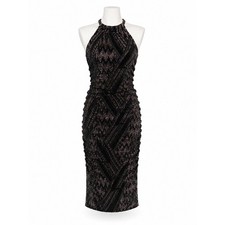 Y2K Clubwear Rose Gold Sequin Ruched Bodycon Halter Party Dress Small