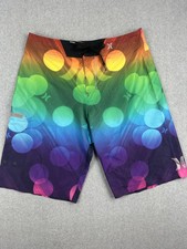 Hurley Phantom Board Shorts Mens 30 Rainbow Polka Dot Stretch Surf Swim Trunks