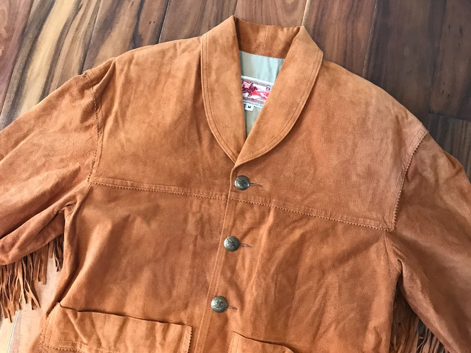 Chaqueta de Colección 1997 Estados Unidos Postal Pony Express Gamuza Cuero Flecos Mediana Foto 4 de 4