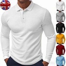 Mens Long Sleeve Polo Shirts Golf Polo for Men T-Shirt Men's Casual Polos UK
