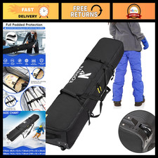 Rolling Double Ski Bag with Wheels - Durable Travel Case for Skis Snowboards