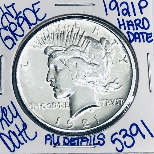 1921 P HIGH RELIEF SILVER PEACE DOLLAR AUTHENTIC HI GRADE U.S.MINT KEY DATE 5391